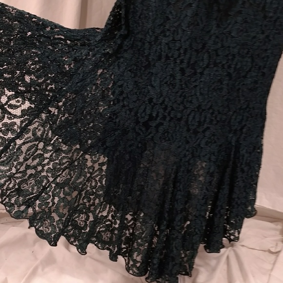 Silk Lace Dark Green Formal Dress Set Excellent Quality Sara Mique Holiday Party - Picture 6 of 16